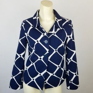Boden Jacket Blazer Geometric 3 Button 100% Cotton